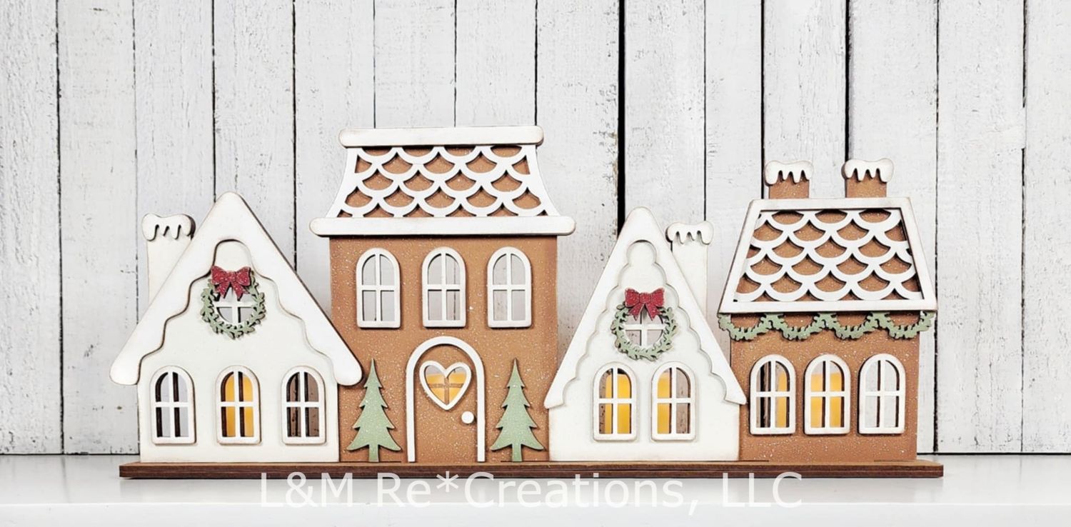 DIY Gingerbread Village Shelf Sitter TSM (Unpainted/Unglued)