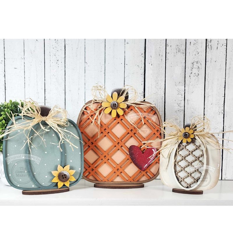 DIY Pumpkin Shelf Sitters with bases TSM (Unpainted/Unglued)