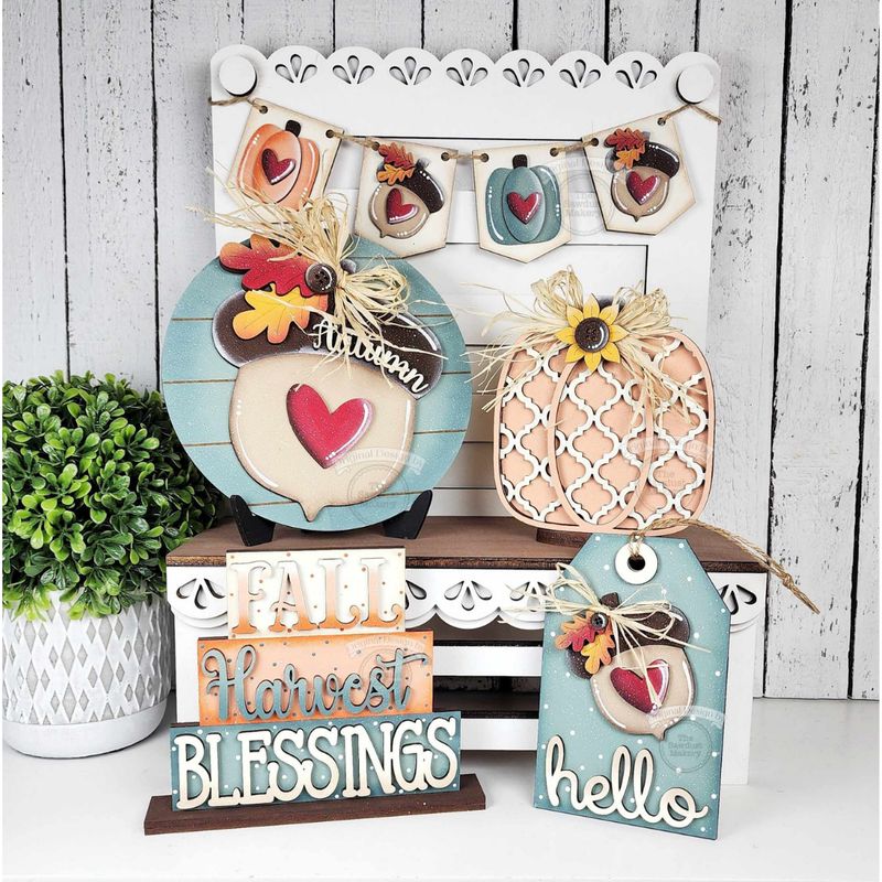 DIY Fall Harvest Tiered Tray Decor Set TSM (Unpainted/Unglued)