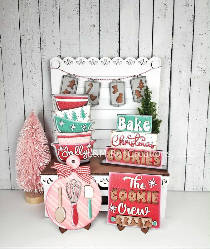 DIY Christmas Baking Tiered Tray Decor Set TSM (Unpainted/Unglued)