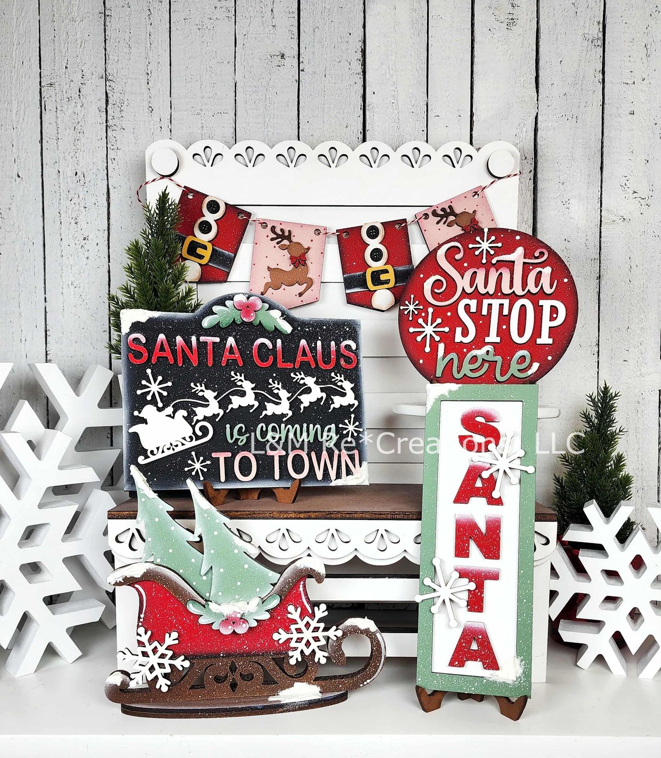 DIY North Pole Tiered Tray Decor Set TSM (Unpainted/Unglued)