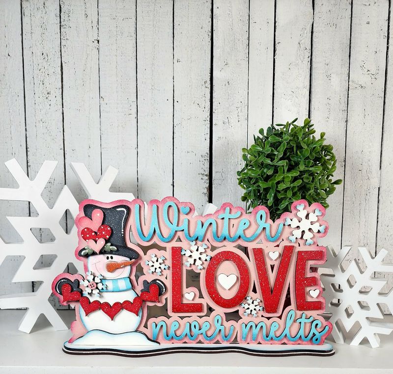 DIY Winter Love Word Art TSM (Unpainted/Unglued)