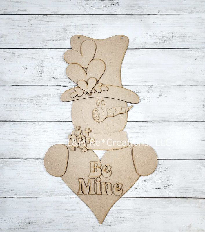 DIY Valentine Snowman Door Hanger TSM (Unpainted/Unglued)