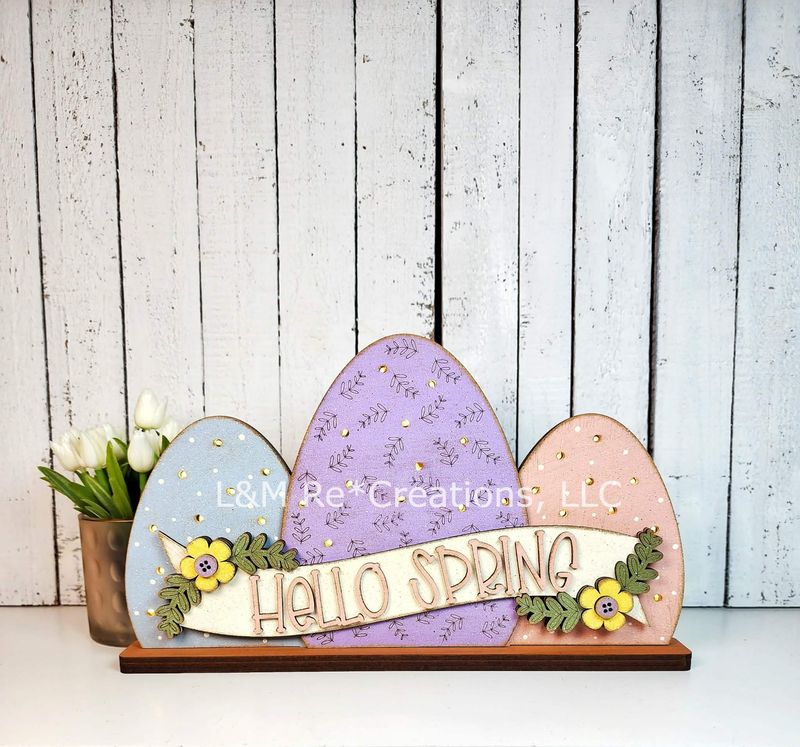DIY Hello Spring Lighted Egg Shelf Sitter TSM (Unpainted/Unglued)