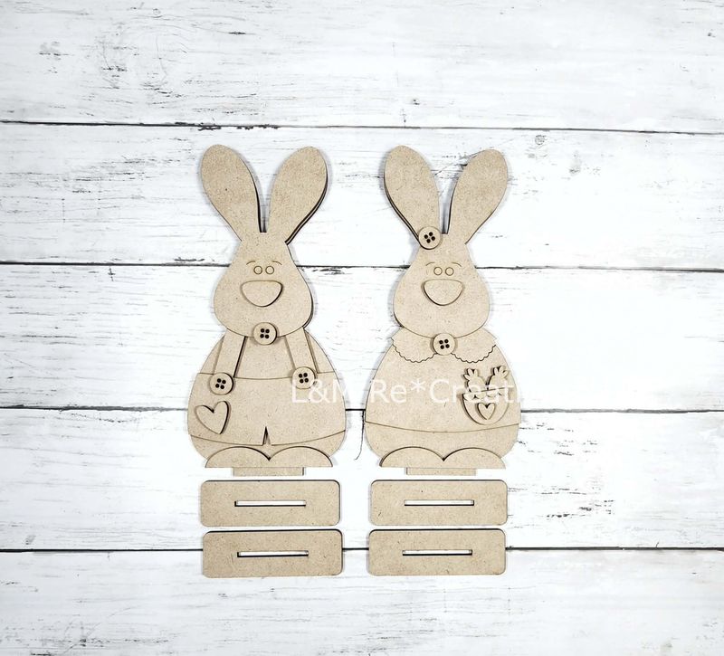 DIY Bunny Couple Shelf Sitters TSM (Unpainted/Unglued)