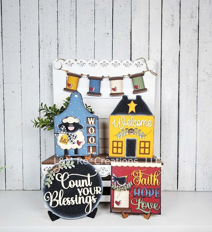 DIY Heirloom Tiered Tray  Decor Set TSM (Unpainted/Unglued)