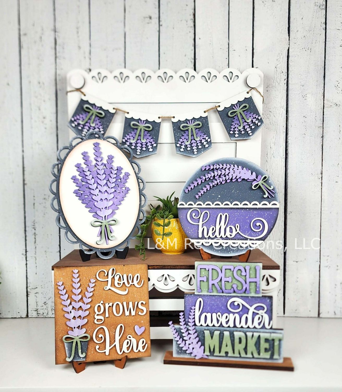 DIY Lavender Tiered Tray  Decor Set TSM (Unpainted/Unglued)