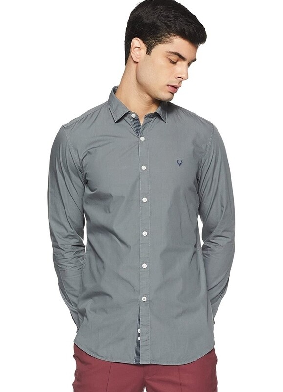 Allen Solly Men&#39;s Plain Slim Fit Casual Shirt