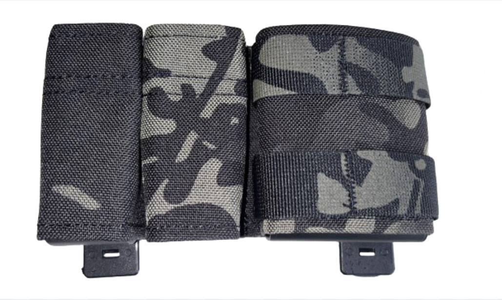 Duplex 9mm +AR (5.56) Mag pouch - Black Camo