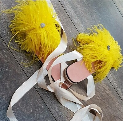 Yellow Ostrich sandals