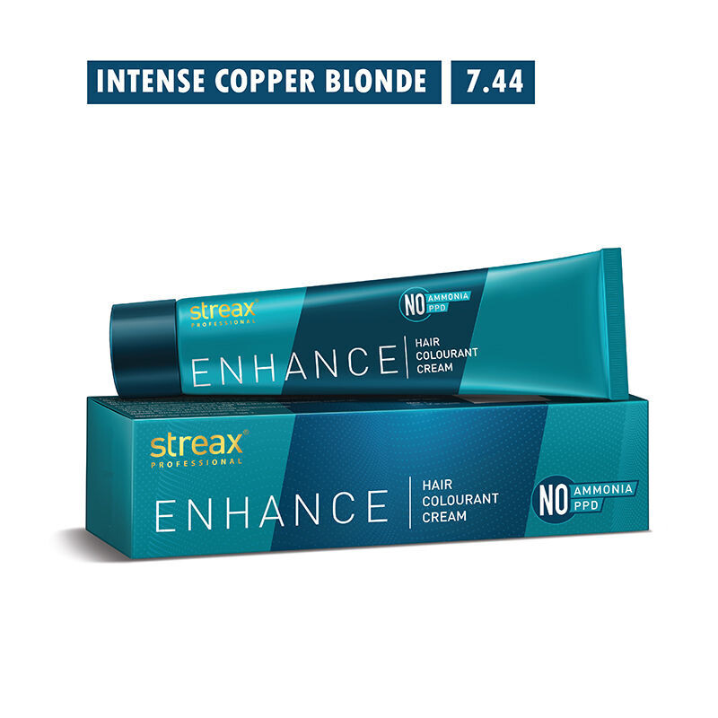 Streax Professional Enhancehair Colourant Cream -90G Intense Coppper Blonde 7.44