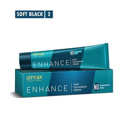 Streax Professional Enhance Hair Colourant Cream -90G  Softblack 2