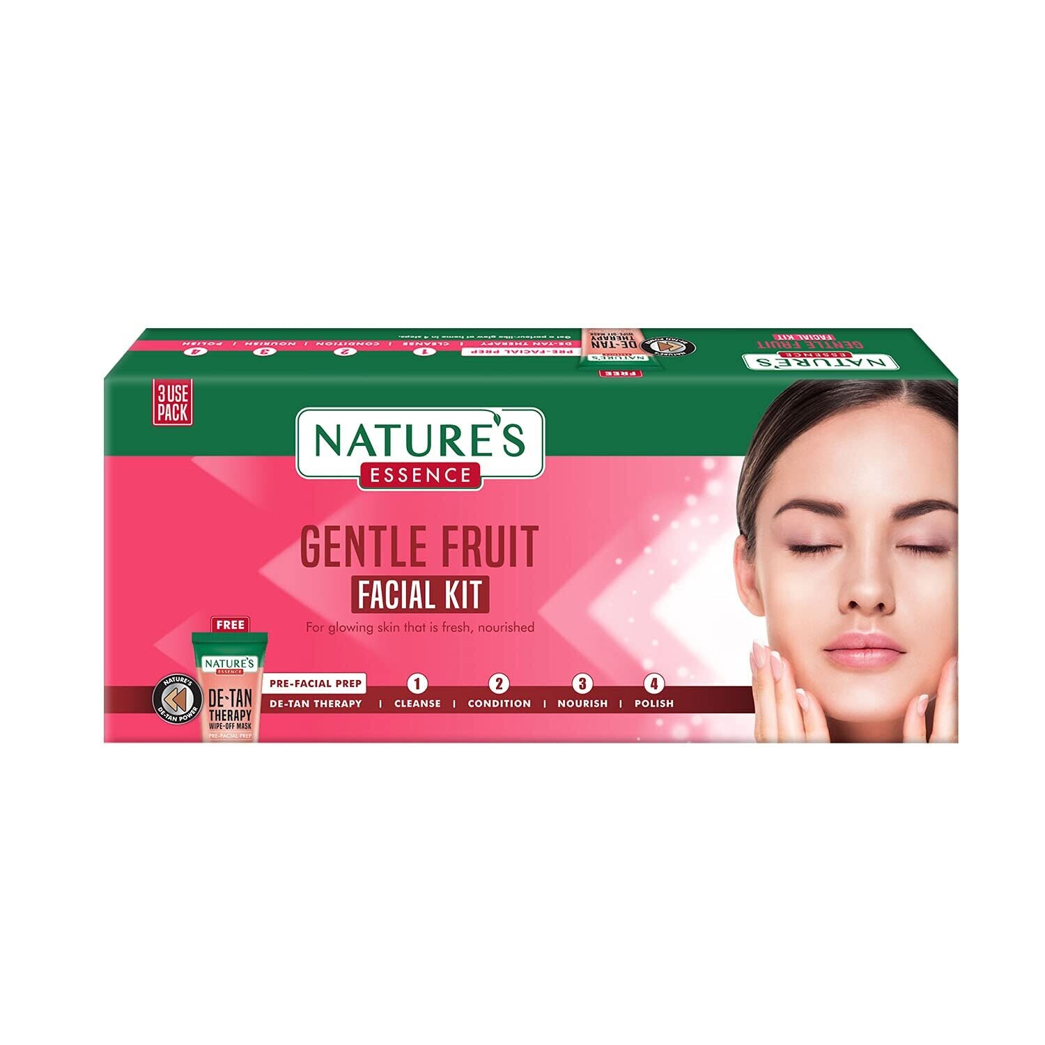 Nature's Essence Gentle Fruit Facial Kit 3 Use, White, 1 count, 60 gm