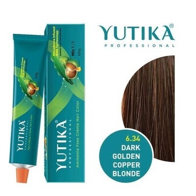 Yutika Creme Hair Color 100 g, Dark Golden Copper Blonde.6.34