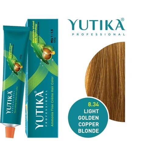 Yutika Creme Hair Color 100 g, Light Golden Copper Blonde.8.34
