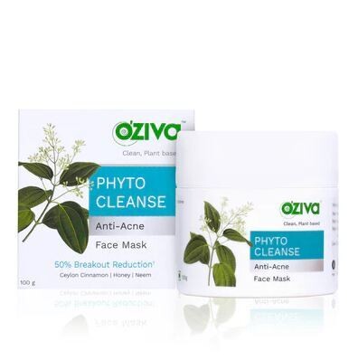 OZIVA Phyto Cleanse Anti-Acne Face Mask (with Kaolin Clay, Calendula, Neem & Aloe Vera) for Acne, Blackhead and Whitehead Reduction (100g)