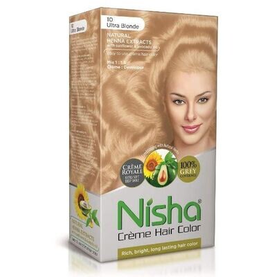 NISHA Creme Hair Color 10Ultra Blonde (60g+90ml+18ml)