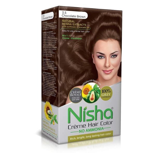 NISHA Creme Hair Color 3.5 Choclate Brown (60g+60ml+18ml)