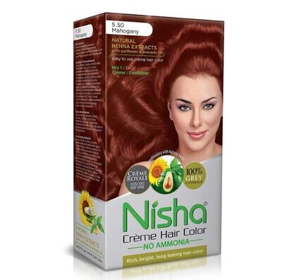 NISHA Creme Hair Color 5.50Mahogany (60g+60ml+18ml)