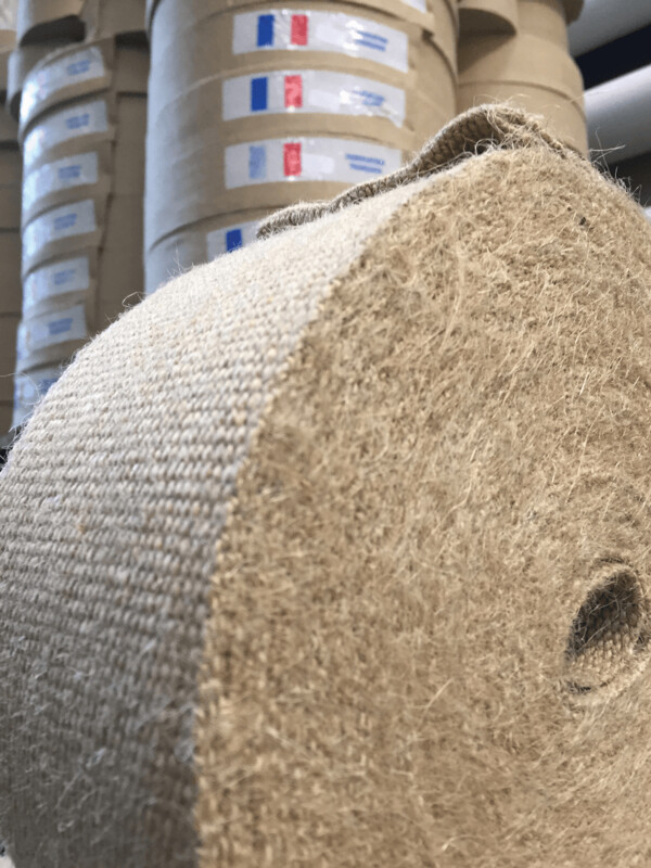 Sangle Jute 85 mm de large, vendue au mètre, ou par rouleau de 25 ou 100 mètres