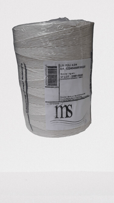 Ficelle à piquer lin blanc 4-4, roll 1 kg