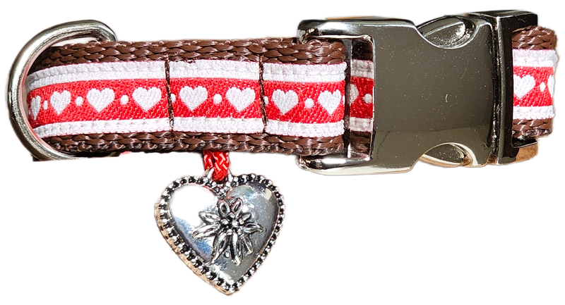 Hundehalsband mit Herzerl im bayerischen Alpenstyle