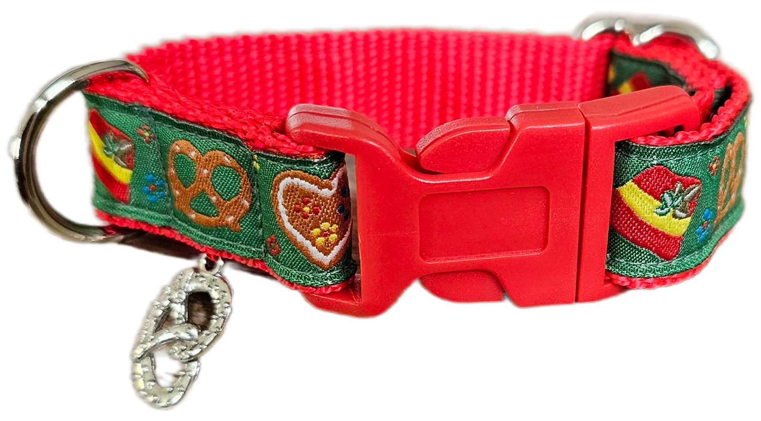 Hundehalsband Bayern mit süßem Brezelanhänger Hundehalsband Bayern mit süßem Brezelanhänger