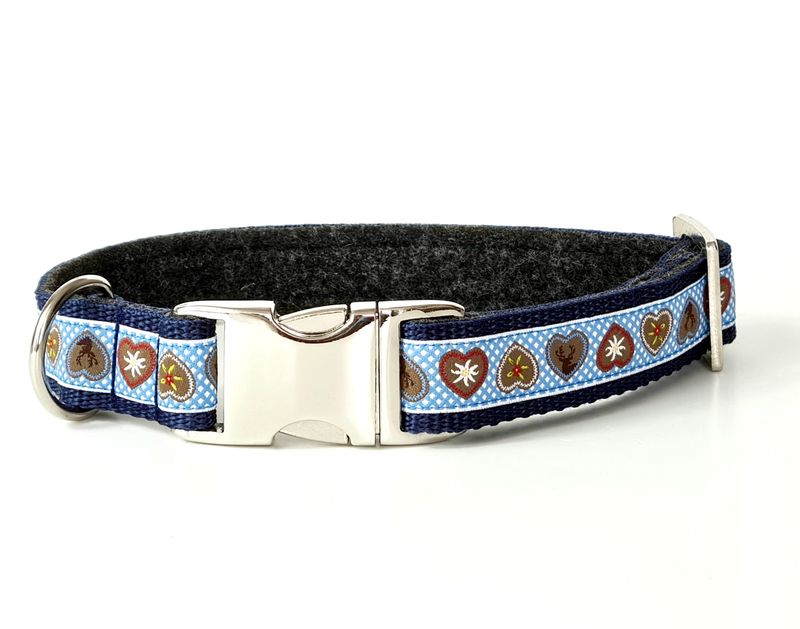 Bayerisches Trachtenhalsband "Alpenliebe" in Royalblau
