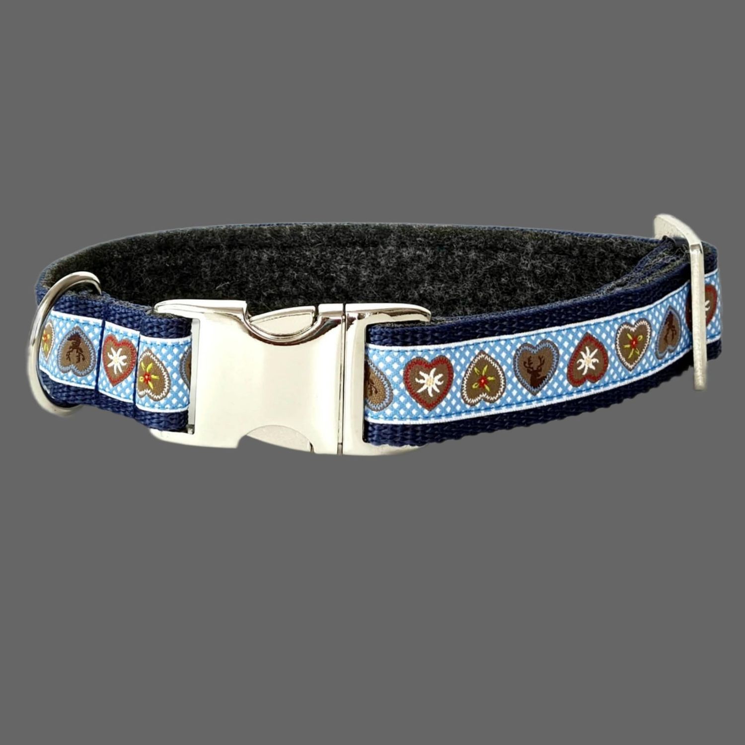 Bayerisches Trachtenhalsband "Alpenliebe" in Royalblau