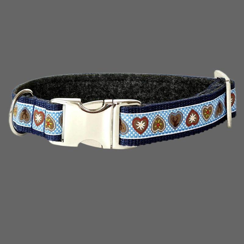 Bayerisches Trachtenhalsband "Alpenliebe" in Royalblau