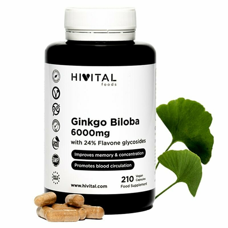 GINKGO BILOBA 6000 MG | 210 CÁPSULAS VEGANAS