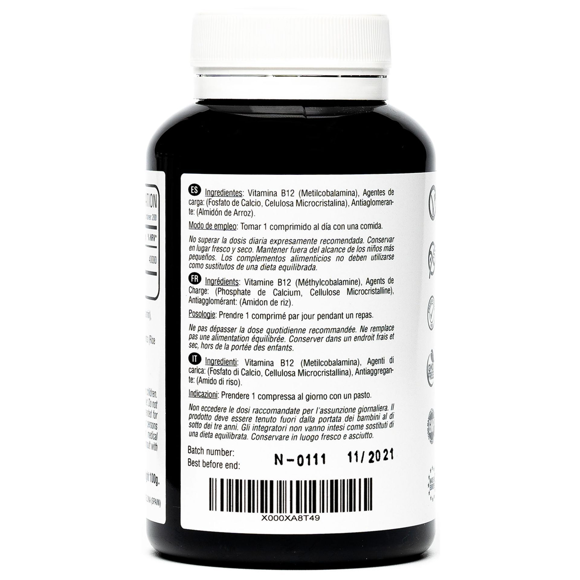 VITAMINA B12 METILCOBALAMINA 1000 MCG | 200 COMPRIMIDOS