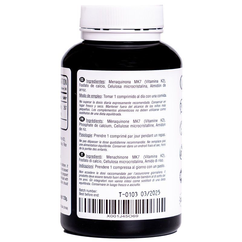VITAMINA K2 MK7 200 MCG | 240 COMPRIMIDOS VEGANOS