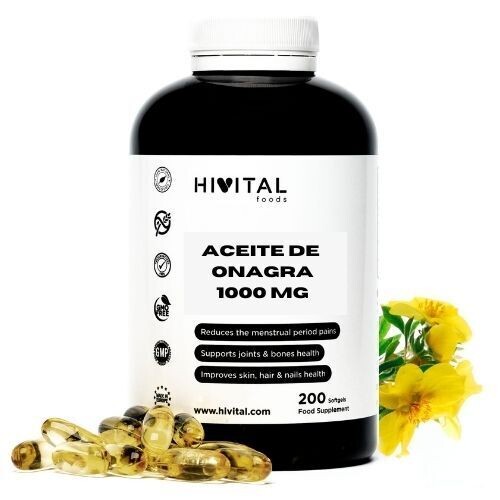 ACEITE DE ONAGRA 1000 MG CON 10% GLA Y VITAMINA E | 200 PERLAS DE ACEITE VEGETAL