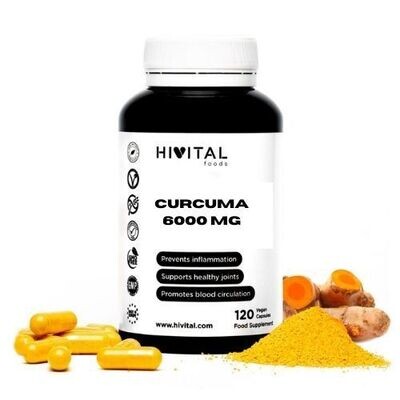 CÚRCUMA 6000 MG CON PIMIENTA NEGRA | 120 CÁPSULAS VEGETALES