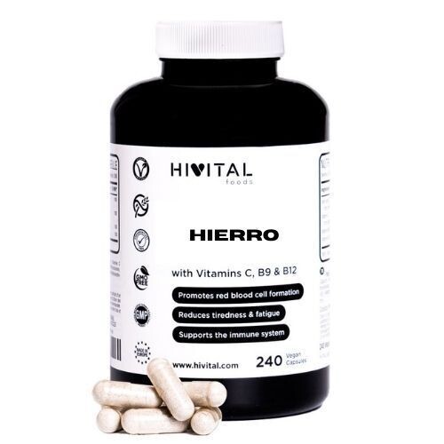 HIERRO CON VITAMINAS C, B12 Y ÁCIDO FÓLICO | 240 CÁPSULAS VEGANAS