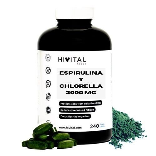ESPIRULINA Y CHLORELLA 3000 MG | 240 COMPRIMIDOS VEGANOS