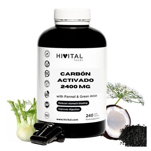 CARBÓN ACTIVADO 2400 MG | 240 CÁPSULAS VEGANAS