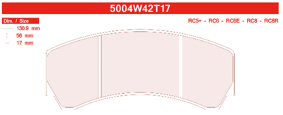 CL Brakes 5004 W42T17 RC6 Brake Pads