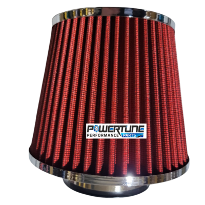 Conical Air Filter - 76mm (3&quot;) - Red/Silver