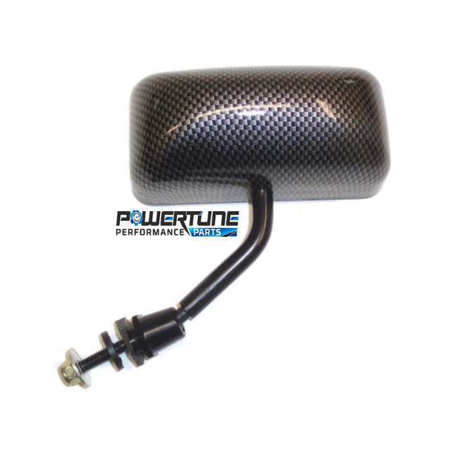 F1 Style Wing Mirror - Flat Glass / Carbon Effect / Swivel Base