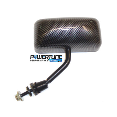 F1 Style Wing Mirror - Flat Glass / Carbon Effect / Swivel Base