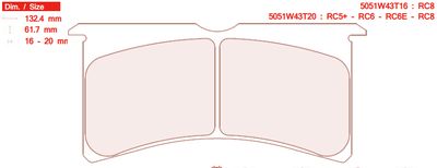 CL Brakes 5051 W43 T20 RC6 Brake Pads