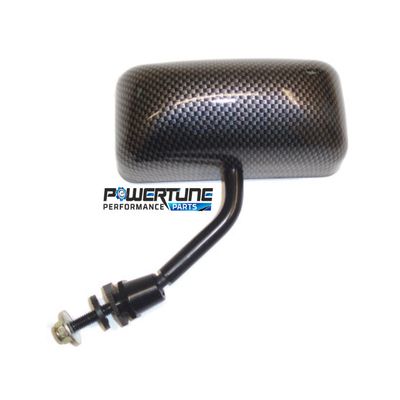 F1 Style Wing Mirror - Flat Glass / Swivel Base / Carbon Effect