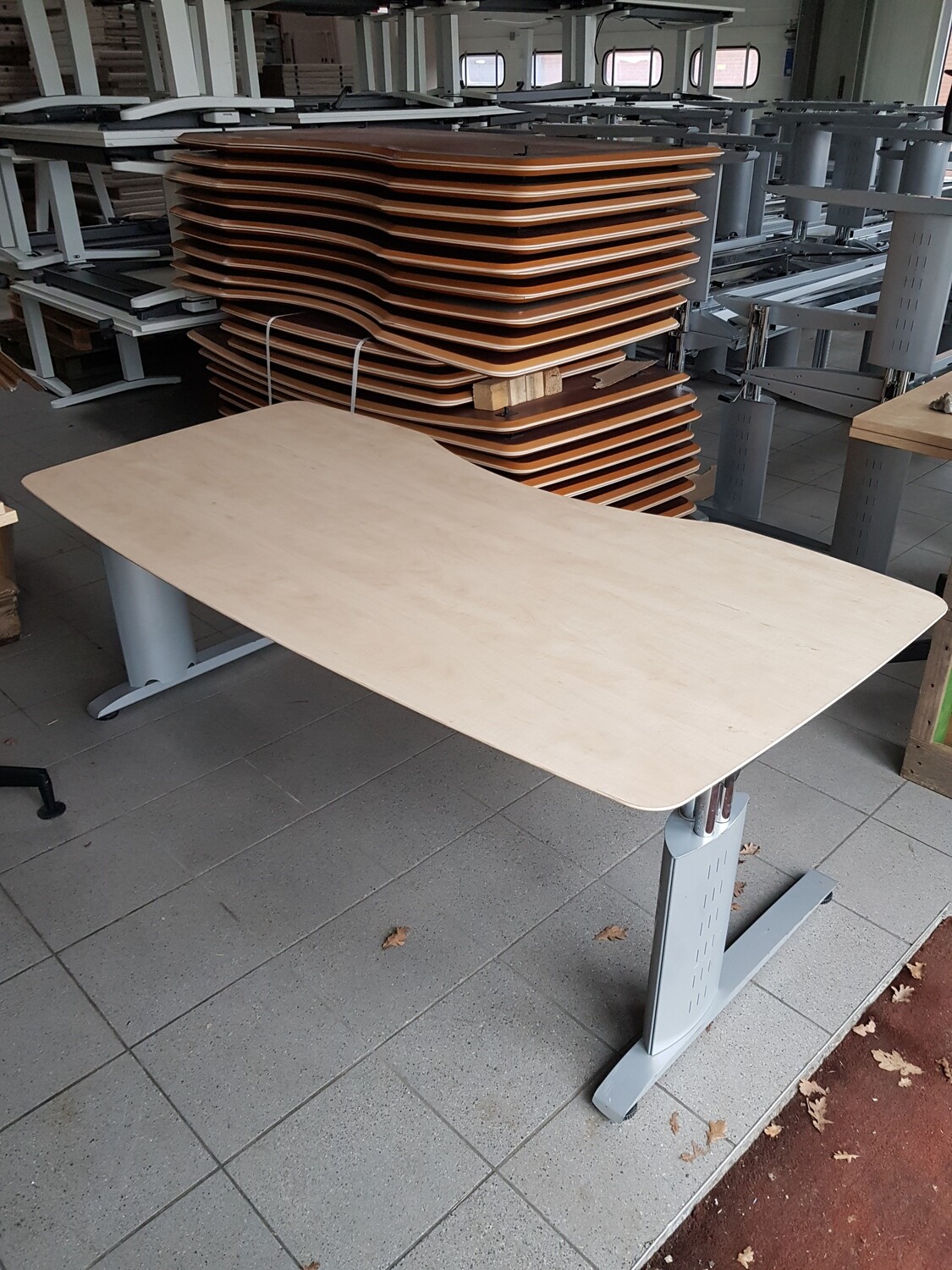 Bureau Steelcase 190x90, hoogte verstelbaar, eiken werkblad