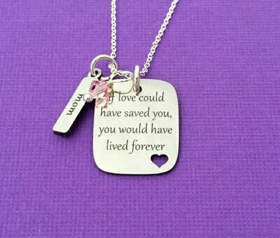 Memorial Necklace, In Loving Memory of Grandpa, Mom, Dad, Brother. The Loss of a Loved One, If love could have saved you