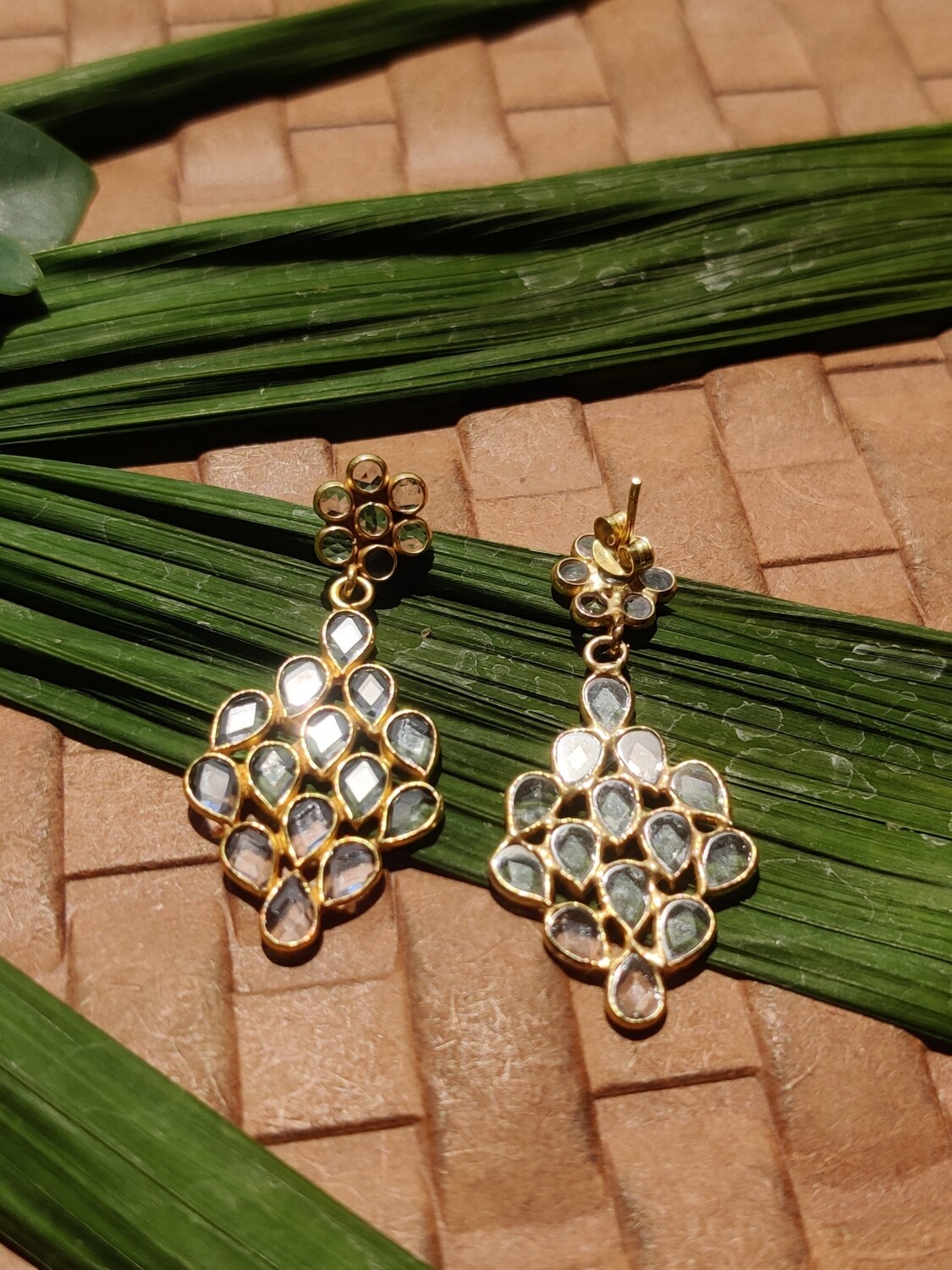 Swarovski kundan in 92.5 Sterling Silver Stud Earrings
