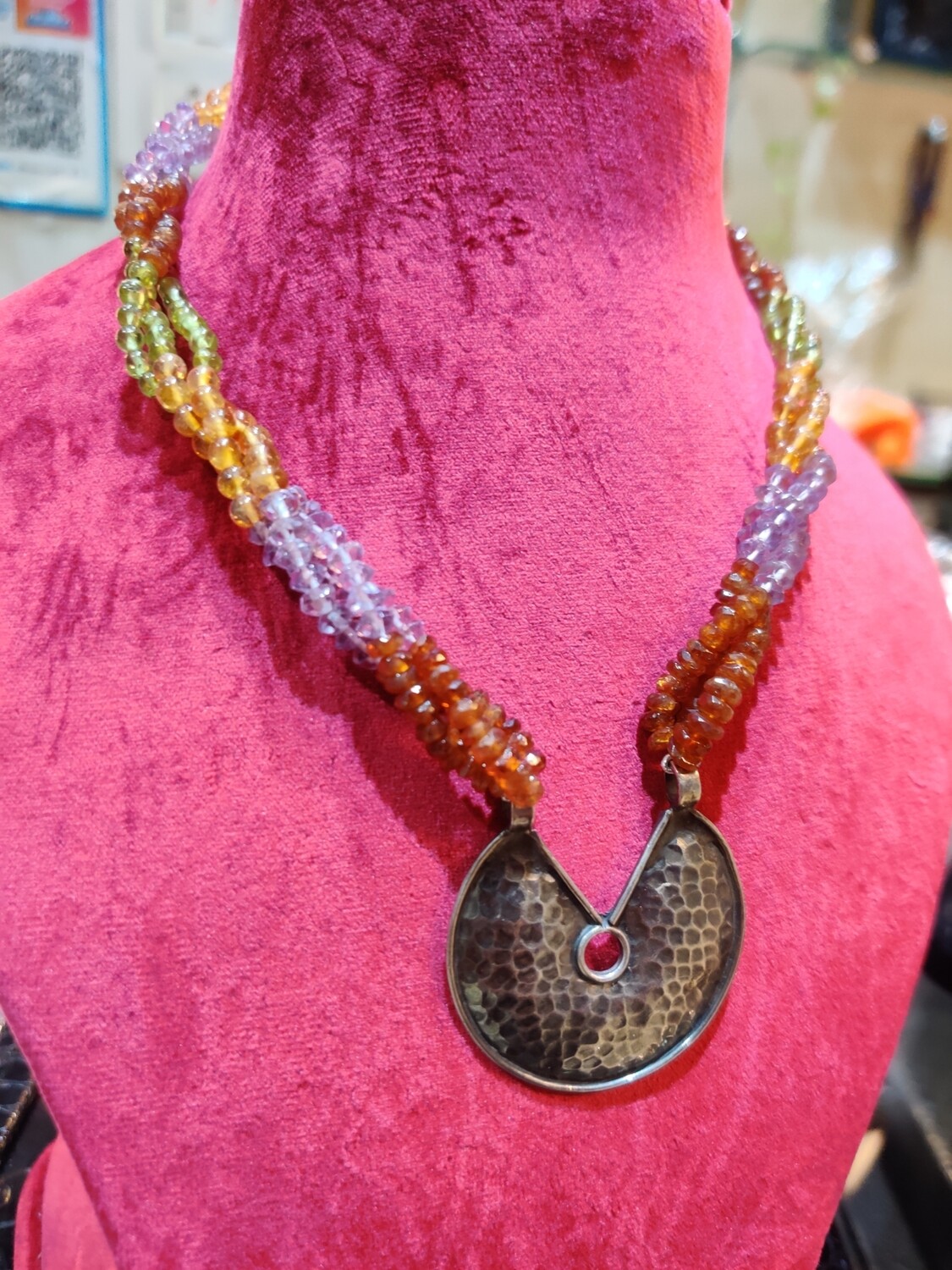 Handcrafted Multicolored Quartz 92.5 Silver pendant necklace