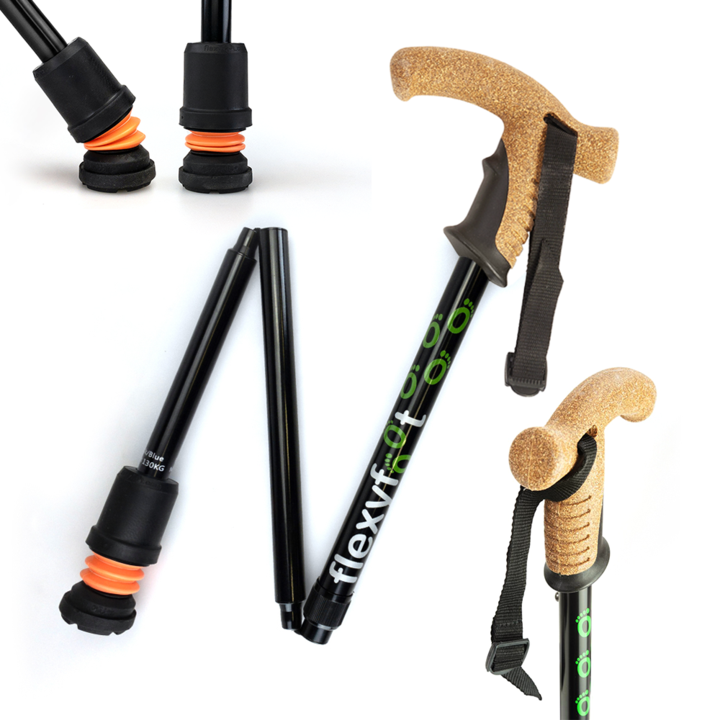 Flexyfoot Cork Handled Folding Walking Stick