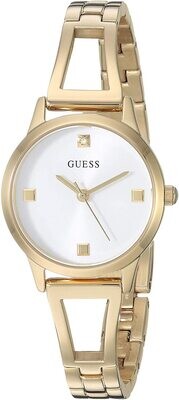GUESS LDS WATCH W/WHITE DIAL/GLD STRAP